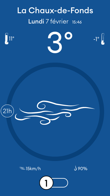 Application météo – vue du jour